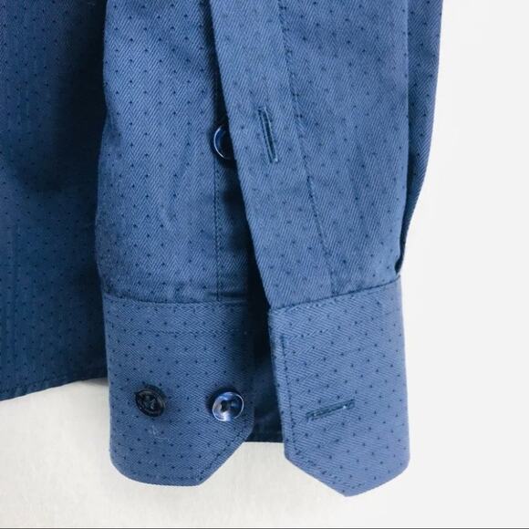 Massimo Dutti Shirt Size 15.5 100% Cotton Blue Dotted Button Up - Picture 4 of 5